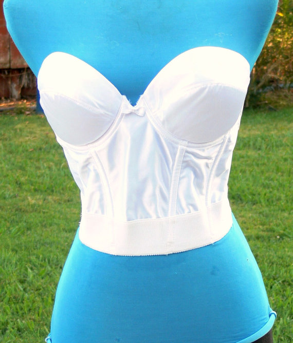 Wedding - white  Boned strapless low back Corset 34A
