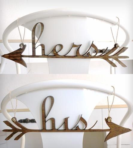 Mariage - His & Hers Wood Wedding Chair Signs