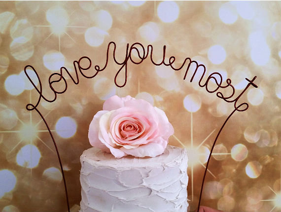 Свадьба - LOVE YOU MOST Wedding Cake Topper - Rustic Wedding Cake Topper Banner, Shabby Chic Wedding Cake Topper, Wedding Cake Decoration