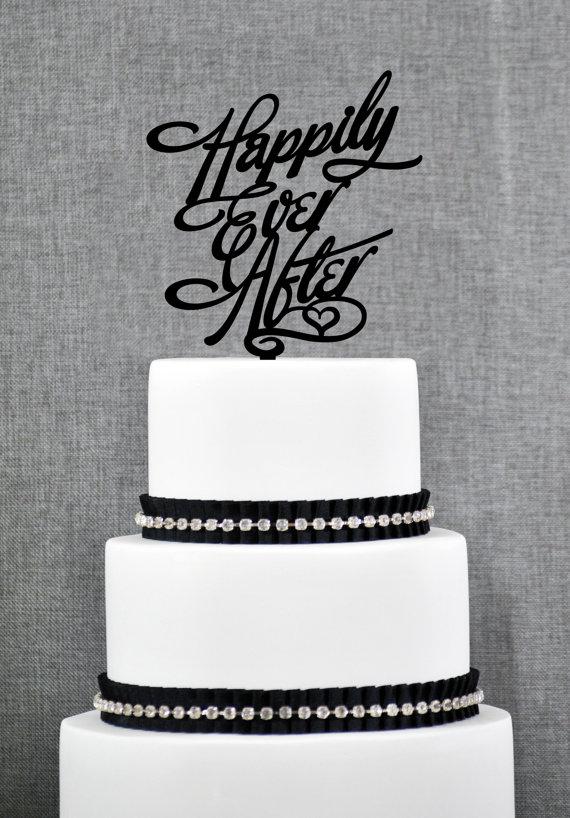 زفاف - Happily Ever After Wedding Cake Topper in your Choice of Color, Modern Wedding Cake Topper, Unique Wedding Cake Topper