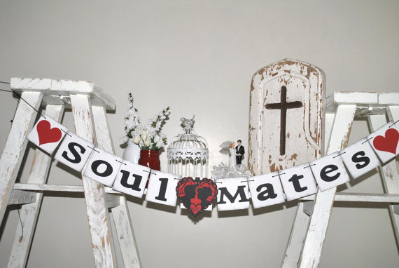 Mariage - Wedding Banner - Soul Mates - Engagement Party Decoration - Photo Prop