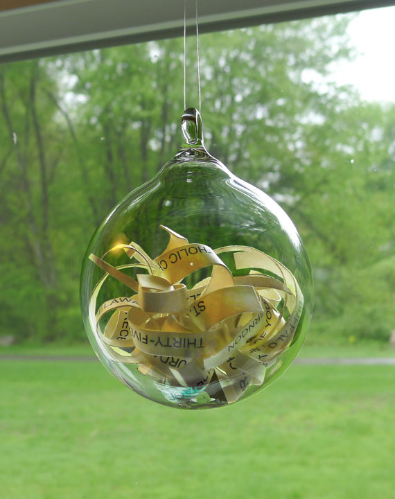 Hochzeit - Invitation Announcement Inside Hand Blown Glass Ornament by Jenn Goodale