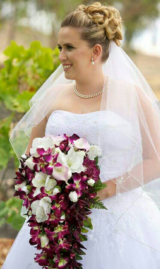 Mariage - Wedding bouquet - bridal bouquet- cascading bouquet - silk real touch flowers purple