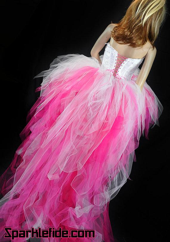 Wedding - Princess Pink Wedding Dress With Removable Train