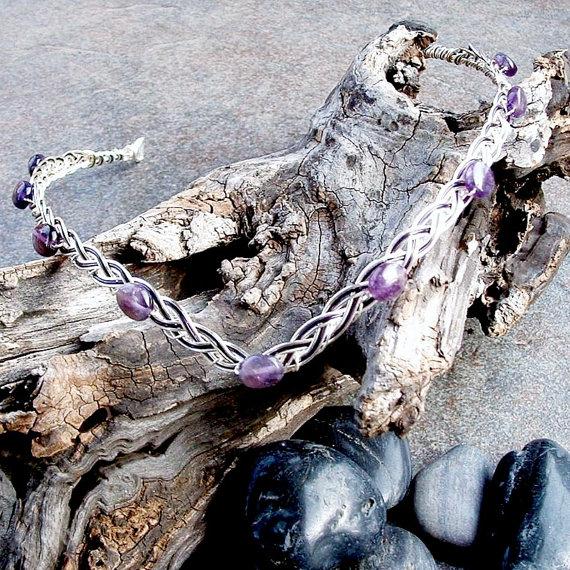 Свадьба - Wedding Circlet Amethyst with Silver or Gold Accents