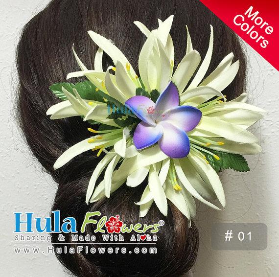 Hair Clips Hawaiian Hawaii Flower Bridal Wedding Favor Party Plumeria QTY 2 