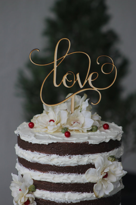 Wedding - Rustic LOVE Wedding Cake topper - Wooden cake topper - Engagement Cake topper