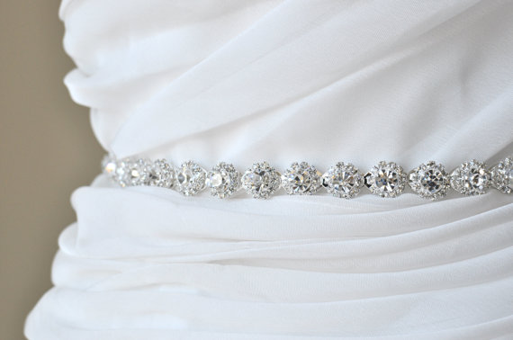 Hochzeit - Bridal crystal belt , rhinestone sash, bridal sash, bridal belt
