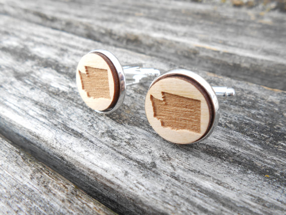 Hochzeit - Wood STATE Cufflinks. WASHINGTON. Laser Engraved. Wedding, Men's, Groomsmen Gift, Dad. Custom Orders Welcome. Seattle