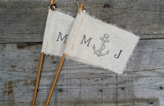 Hochzeit - Personalized Fabric Wedding Wands, Rustic Wedding Decor, Wedding Ceremony Flags, Wedding Send Off, Wedding Favors, Set of 10