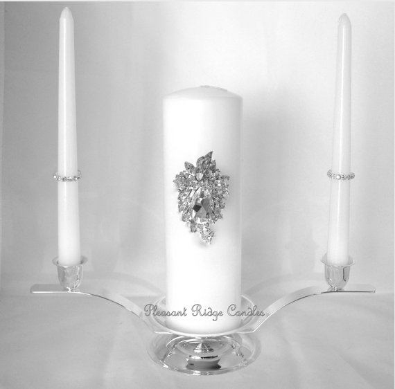 Wedding - Brooch Unity Candle White Unity Candle Ivory Unity Candle Bling Unity Candle Wedding Unity Candle Wedding Candle Crystal Unity Candle