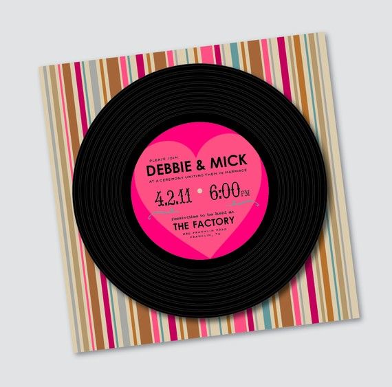 Wedding - Wedding Invitation Debbie - Vinyl Record Design - Samples Available