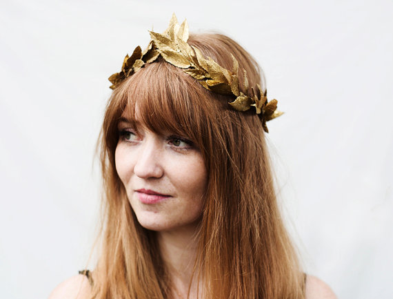 Wedding - Gold Leaf Headband - Gold Leaf Crown, Greek Wedding, Gold Headpiece, Bridal Flower Crown, Bridal Headpiece, Gold Leaf, Crown, Hair Wreath