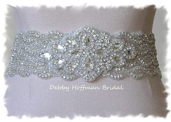Hochzeit - Rhinestone Crystal Wedding Sash, Jeweled Wedding Dress Belt, Bridal Sash, No. 1126S4-18-3060, Weddings, Bridal Accessories, Belts, Sashes