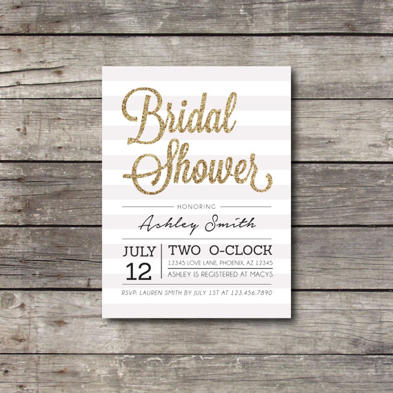 Hochzeit - Glitter Bridal Shower Invite - Customizable - Digital Printable