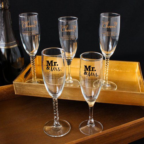 Hochzeit - Champagne Flutes, Personalized Silkscreened Champagne Flutes, Silkscreened Champagne Flutes