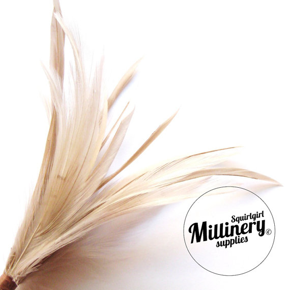 زفاف - Goose Biot & Hackle Feather Hat Mount Trim for Fascinators, Wedding Bouquets and Hat Making Mink