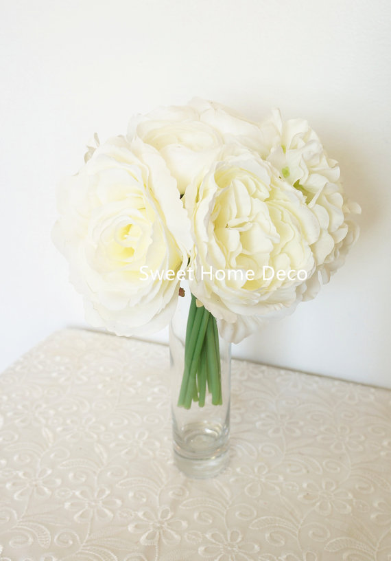 Свадьба - JennysFlowerShop 9" Silk Artificial Flower Bouquet Mixed w/ Hydrangeas/ Roses/ Peonies/ Ranunculus for Home/ Wedding Decorations Pink