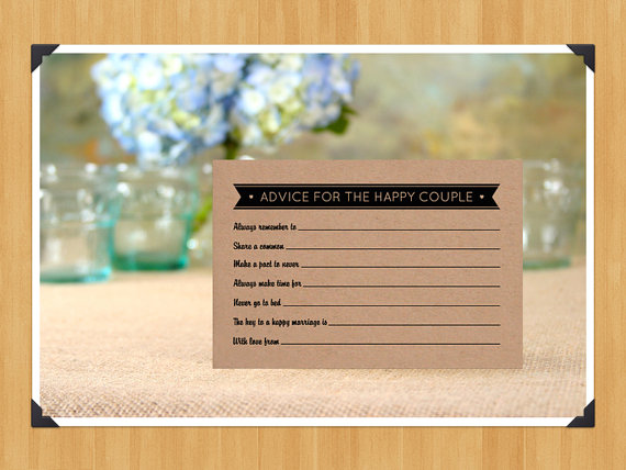 Mariage - Printable Fill in the Blank Wedding Advice Cards for Weddings or Bridal Showers, 4x6, DIY, Instant Download, Printable PDF, Black and White