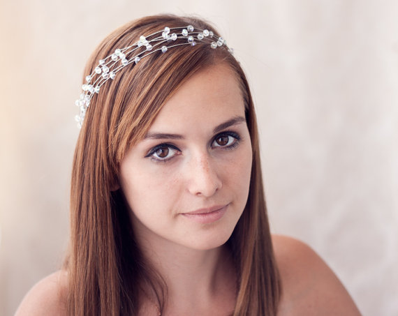 Свадьба - Clear crystal head piece, Hair accessories crystals, Crystal crown, Silver headband, Wedding crown, Bridal tiara, Hair piece wedding.