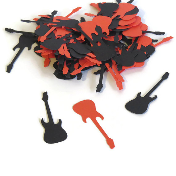 Mariage - electric guitar confetti. rockstar party. rocknroll decorations. rock & roll. musical instruments. 100 pieces