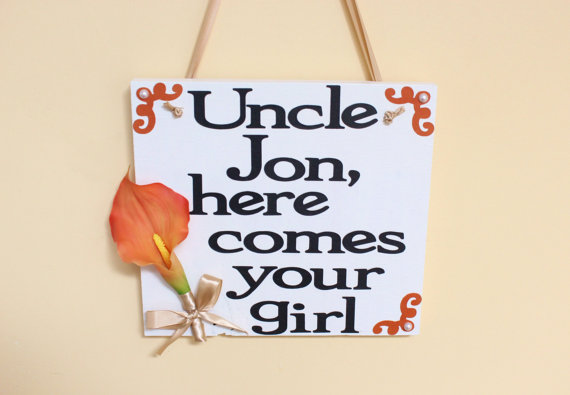 Hochzeit - Here Comes Your Girl Here Comes The Bride Wooden Wedding Sign Flower Girl Ring Bearer