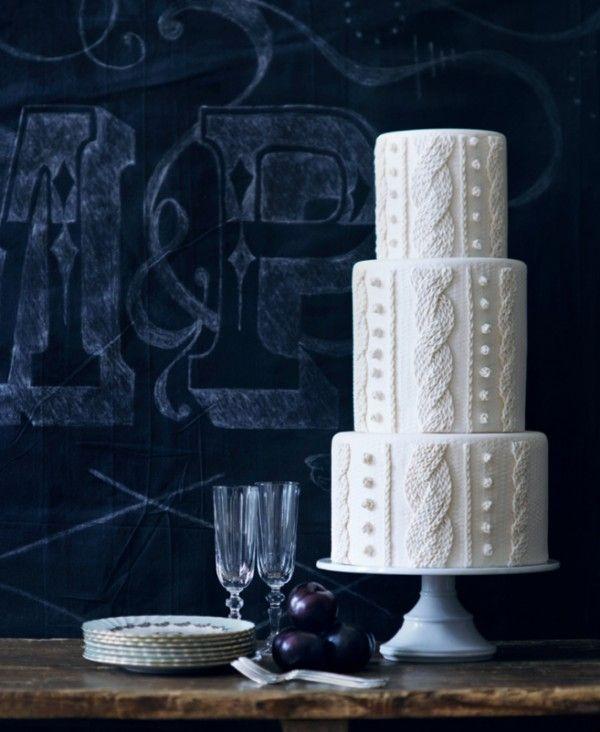 زفاف - Cable-knit Inspired Wedding Cake