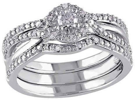 زفاف - Allura 1/3 CT. T.W. Diamond Bridal Set in Sterling Silver (GH) (I2-I3)