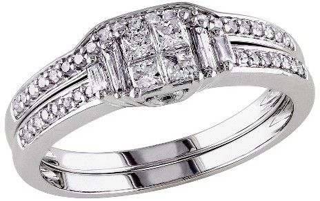 Wedding - Allura 1/2 CT. T.W. Multiple Shape Diamond Bridal Set in 10K White Gold (GH) (I2-I3)