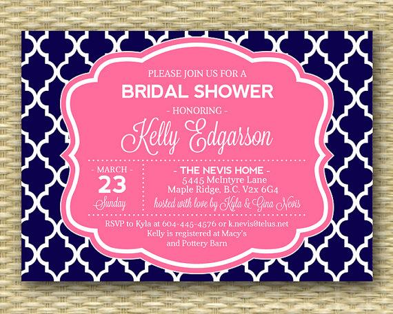 Hochzeit - Navy Pink Bridal Shower Invitation Pink Navy Nautical Wedding Shower Couples Shower Bridal Brunch Bridal Tea, ANY EVENT - Any Color Scheme