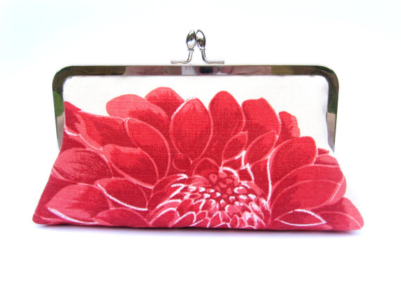 Mariage - Bridal clutch bag, wedding clutch, bridesmaid clutch, red floral evening clutch, clutch purse, bridal purse, wedding accessory