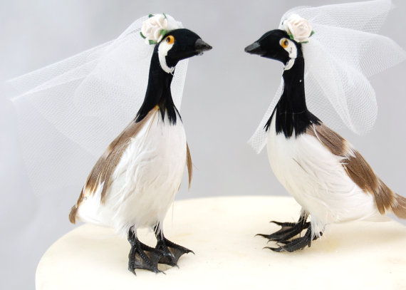 Hochzeit - Canada Goose Cake Topper: Bride and Bride Rustic Gay & Lesbian Love Bird Wedding Cake Topper