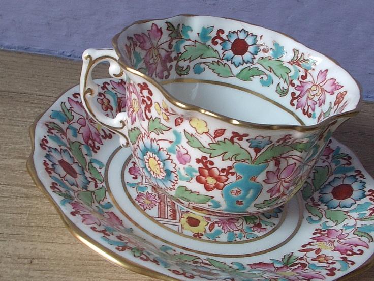 Свадьба - Antique Tea Cup And Saucer Set, Hammersley English Bone China Tea Set, Hand Painted Tea Cup Wedding Gift For Bride