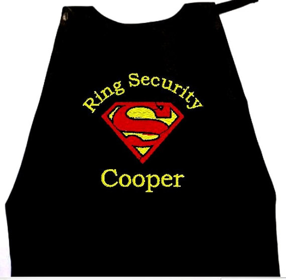 Mariage - Super Hero Ring Bearer Superman Cape,  Embroidered Ring Bearer Cape Personalized Wedding Photo Op