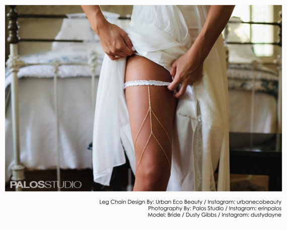 Свадьба - Sexy Chic Draped Leg Chain, Undergarment, Garter Chain, Boho Body Jewelry, Garter Belt, Body Chain, Leg Chain Accessory, Sexy Wear, Wedding