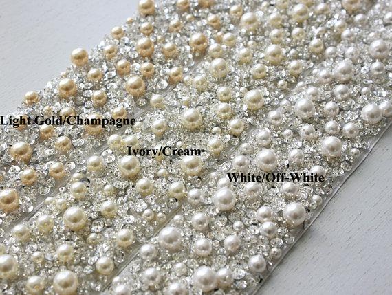 Wedding - Best Seller - MONACO - 2" Swarovski Pearls Encrusted Bridal Sash, Wedding Beaded Sash Belt
