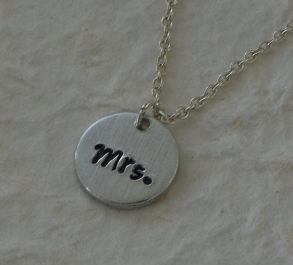 Свадьба - Hand Stamped "Mrs." Necklace / "Mrs." Pendant / Hand Stamped Wedding Jewelry