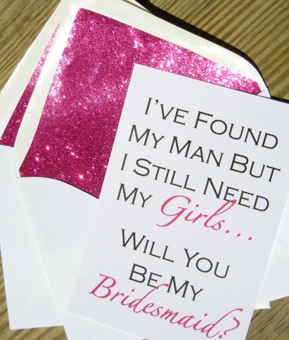 زفاف - Be My Bridesmaid Card // Fuchsia Glitter Liner // White Envelope