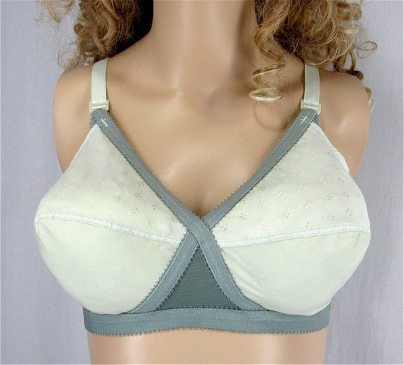 Mariage - Upcycled Vintage Bra 40C Hand Dyed Bullet Bra Pin Up Lingerie Playtex Cross Your Heart Vintage Lingerie Burlesque Bridal Boho Sage Green