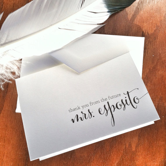 Mariage - Thank You from the Future Mrs. - Custom Bridal Shower Thank You Card - from the Soon to be Mrs. - Wedding Shower Thank You Notes