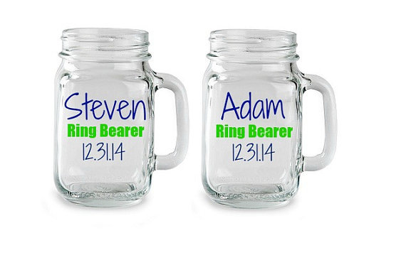 Свадьба - 1 Ring Bearer Personalized Mason Jar - Ring Bearer Gift, Ring Bearer Tumbler, Ring Bearer Cup, Ring Security