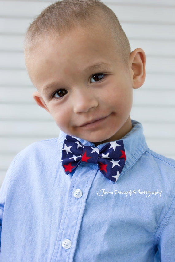 Mariage - Fabric Bow Tie Stars Stripes 4th of July Headband Clip - Miltary July Fourth - Photo Prop - Newborn Infant Baby Toddler Girl Boy Cake Smash