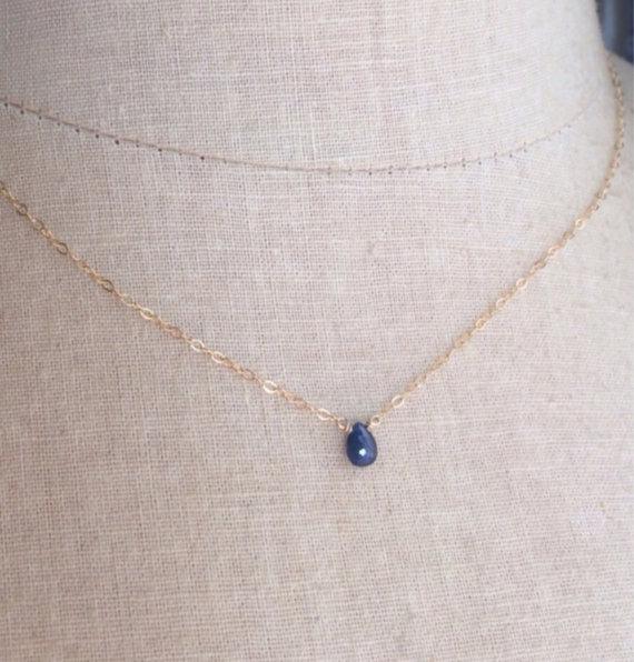 Mariage - Tiny Sapphire Necklace, September Birthstone, Sapphire Necklace, Birthstone Necklace, Something Blue, Bridesmaid Jewelry,Bridesmaid Necklace
