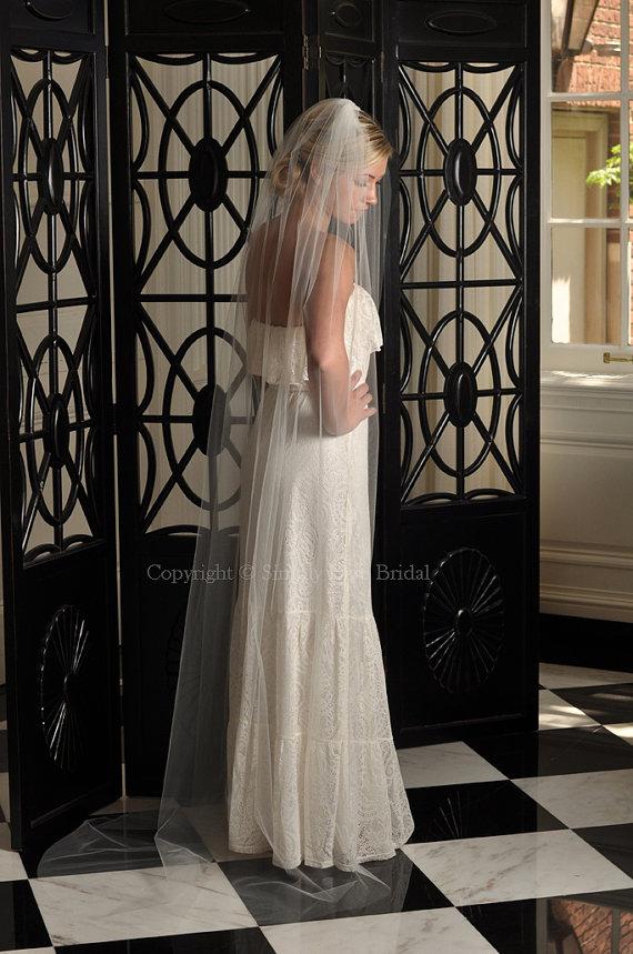 Bridal Veil Light Ivory Chapel Length Veil With Raw Cut Edge, 72