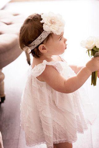 Hochzeit - Island White Baby Dress- Size 0-3mths Only