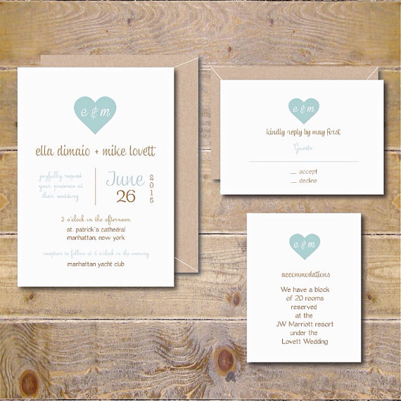 Hochzeit - Printable Wedding Invitation Template, DIY Wedding Invitation, Template, Digital File, Print At Home, PDF, Rustic Invitation -Romance