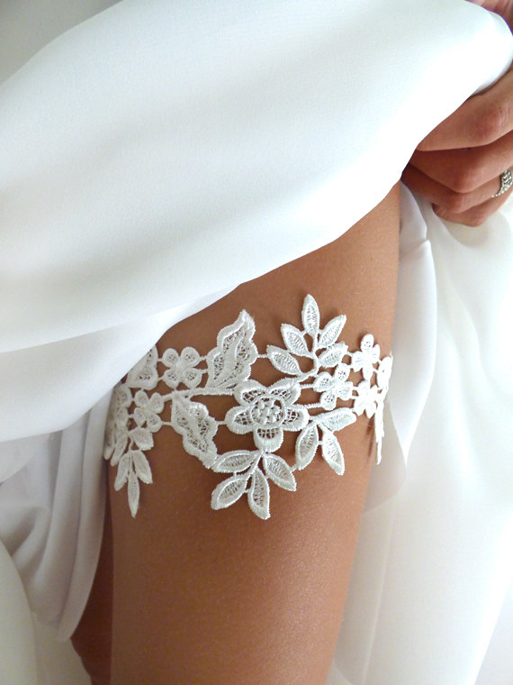 Wedding - Ivory Lace Garter Set - Wedding Bridal Garter Set, Garter Set, Wedding Garter Belt, Bridal Garters, Ivory Garter Set : ELIZA Lace Garter