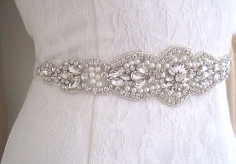 Hochzeit - Bridal sash belt crystal wedding sash belt  pippa