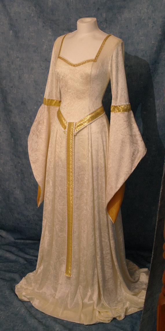 Wedding - ELVEN DRESS medieval dress renaissance dress  fairy dress medieval girdle belt  custom made