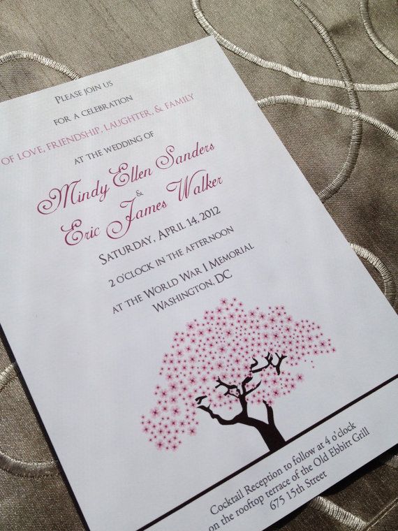 Cherry Blossoms Wedding Blossom Tree Invitation Cherry Blossom Tree Wedding Invitation